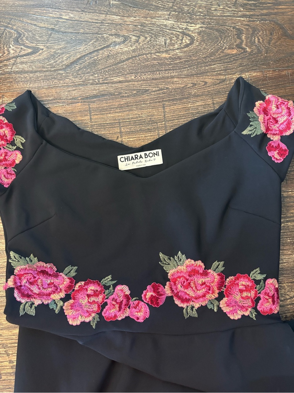 Chiara Boni La Petite Robe Dress Women 42 US 6 Black Floral Embroidery - Picture 2 of 9